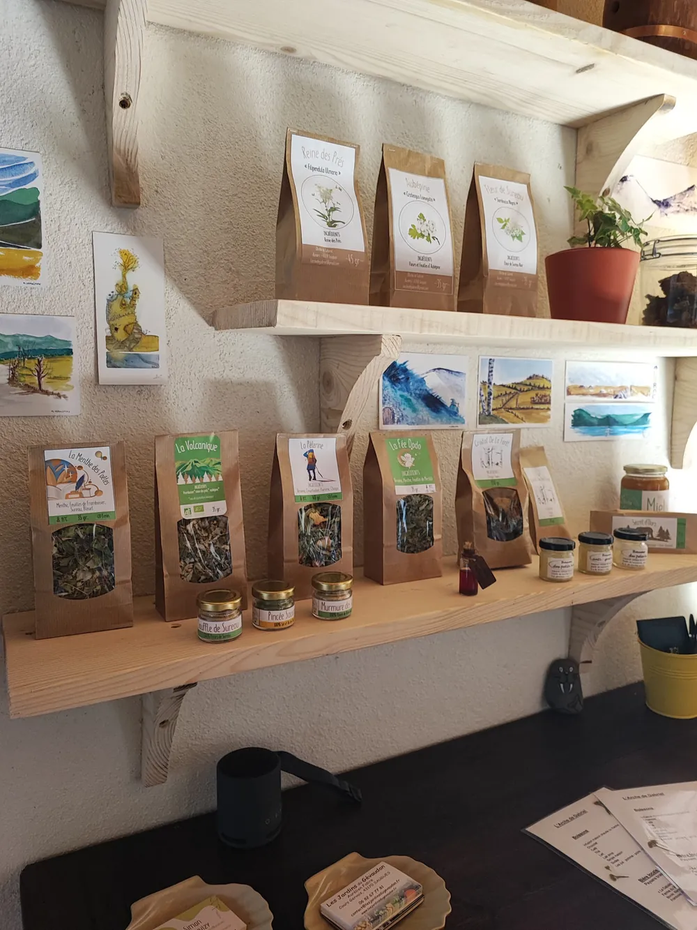 Infusions, aromates et aquarelles de la boutique de L'Arche de Gabriel